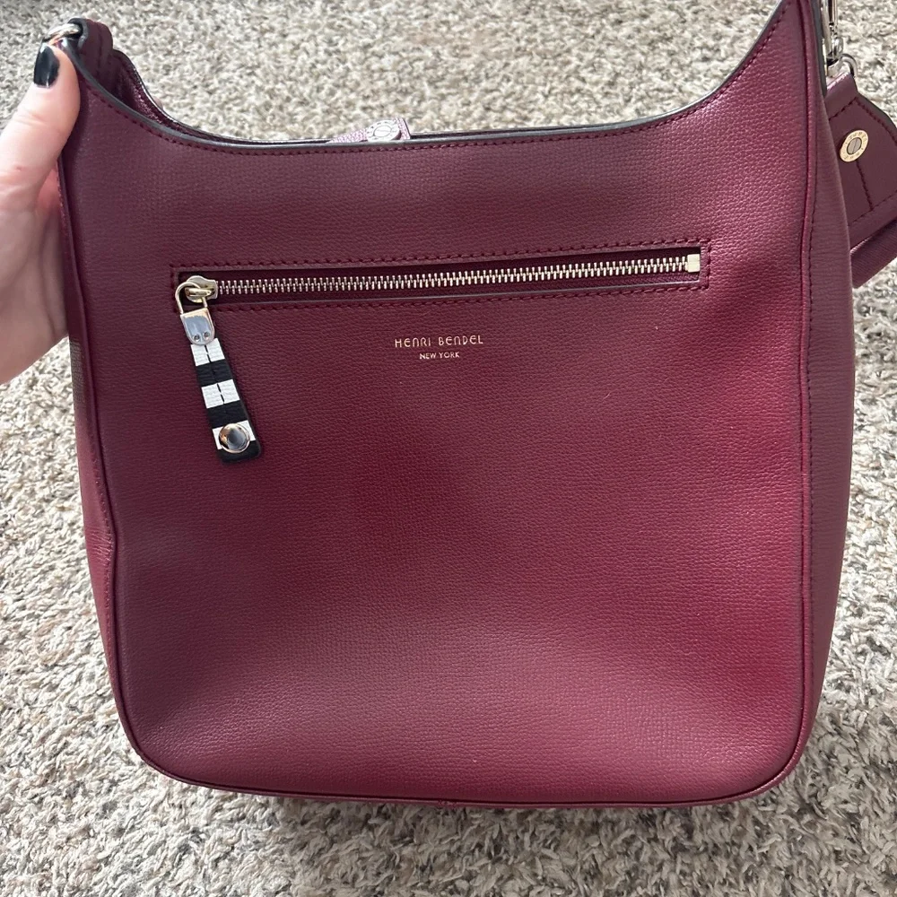 HENRI BENDEL Leather Shoulder Bag Crossbody Bordeaux